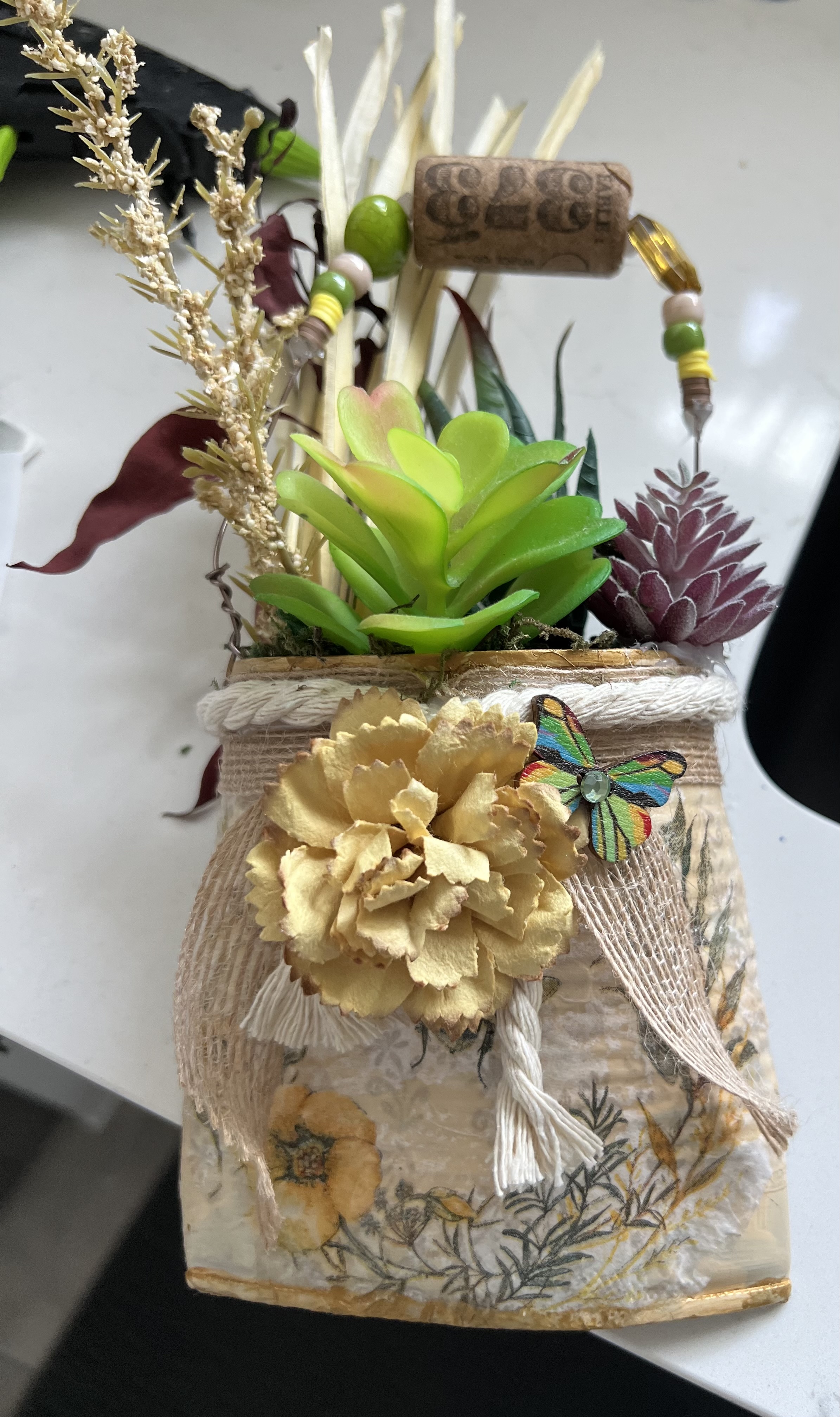 shabby chic tin vase ornament