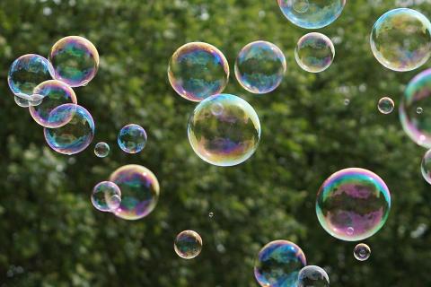 photo of bubbles on a green background