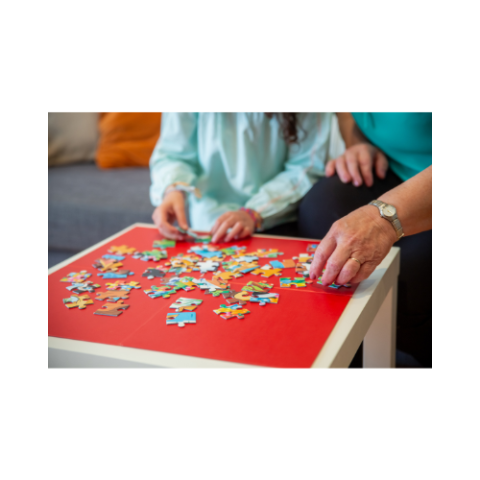 photo of people working on puzzle