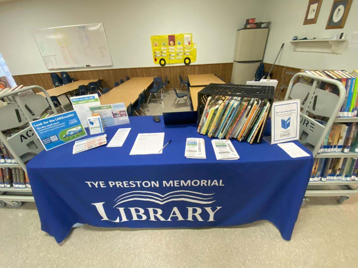 Library Table set up at CLUMC