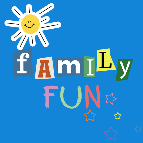 Sun and stars with text that says Family Fun