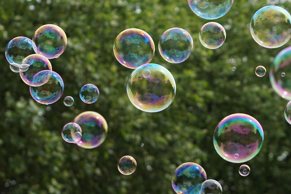 photo of bubbles on a green background