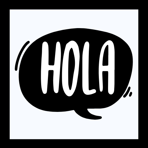speech bubble with "hola" written inside