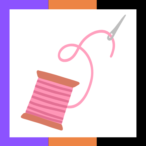 spool of pink thread with needle