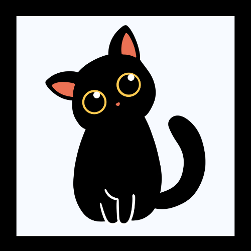 black cat looking inquisitively 